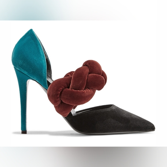 Marco de Vincenzo Color-Block Braided Velvet Pump Heels 38 - Picture 2 of 16